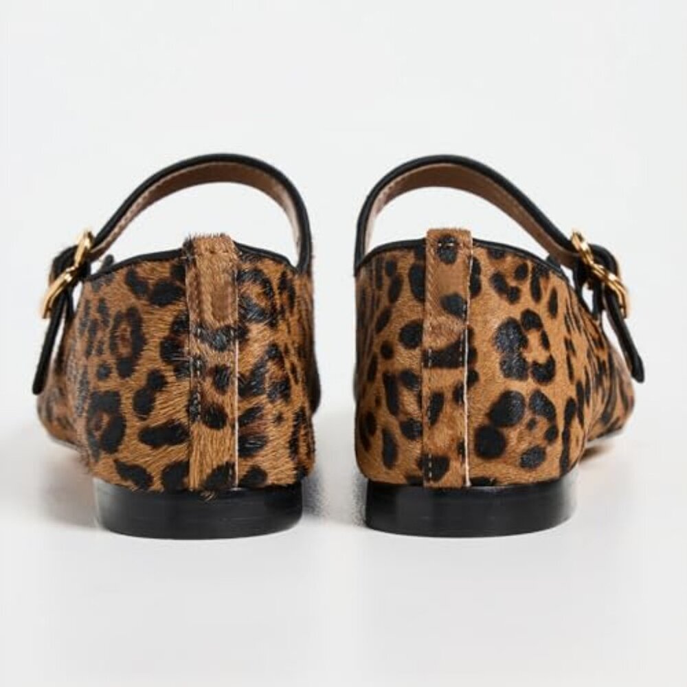 Women's Square Toe Ballet Flats with Buckle Strap - Suede Upper - Picture 7 of 8